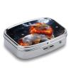 Crystal Horn Flame Lion Pill Case Portable Square Pill Organizer Metal Vitamin Medicine Case Daily Travel Pill Box with 2 Compartments for Vitamins Fish Oils Supplements view 3