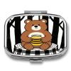 Black Checkered Cartoon Pill Case Portable Square Pill Organizer Metal Vitamin Medicine Case Daily Travel Pill Box with 2 Compartments for Vitamins Fish Oils Supplements view 1