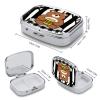 Black Checkered Cartoon Pill Case Portable Square Pill Organizer Metal Vitamin Medicine Case Daily Travel Pill Box with 2 Compartments for Vitamins Fish Oils Supplements view 2