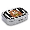 Black Checkered Cartoon Pill Case Portable Square Pill Organizer Metal Vitamin Medicine Case Daily Travel Pill Box with 2 Compartments for Vitamins Fish Oils Supplements view 3