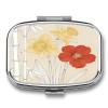 Daffodils Scarlet and Bone Bamboo Pill Case Portable Square Pill Organizer Metal Vitamin Medicine Case Daily Travel Pill Box with 2 Compartments for Vitamins Fish Oils Supplements view 1