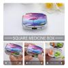 Flamingo Pill Case Portable Square Pill Organizer Metal Vitamin Medicine Case Daily Travel Pill Box with 2 Compartments for Vitamins Fish Oils Supplements view 4