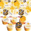 Ephlyn 54Pcs Edible 2026 Graduation Cupcake Toppers Wafer Paper Grad Cap Cupcake Picks Diploma Done Congrats Grad Cake Decorations for Class of 2026 Graduation Party Supplies Orange view 1