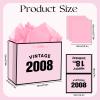 Wauprant 18th Birthday Gift Bag for Girls Vintage 2008 Pink Happy 18th Birthday Gift Bag with Tissue Paper and Card Rose Gold 18th Birthday Bag for Eighteen Year Old Bday Party Supplies view 3