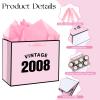 Wauprant 18th Birthday Gift Bag for Girls Vintage 2008 Pink Happy 18th Birthday Gift Bag with Tissue Paper and Card Rose Gold 18th Birthday Bag for Eighteen Year Old Bday Party Supplies view 4