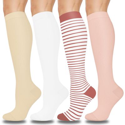 Aoliks Compression Socks for Women and Men, 4 Pairs, Support Stockings