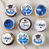 Ephlyn 54Pcs Edible 2026 Graduation Cupcake Toppers Wafer Paper Grad Cap Cupcake Picks Diploma Done Congrats Grad Cake Decorations for Class of 2026 Graduation Party Supplies White Blue view 2