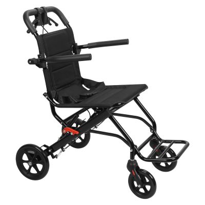 Lightweight Foldable Wheelchairs for Adults, Transport Chair with Auto-Brake and Safety Belt, All-Terrain Travel Wheel Chair with Breathable Foam Cushion, Support 220lbs (Black)