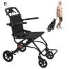 Lightweight Foldable Wheelchairs for Adults, Transport Chair with Auto-Brake and Safety Belt, All-Terrain Travel Wheel Chair with Breathable Foam Cushion, Support 220lbs (Black) view 3