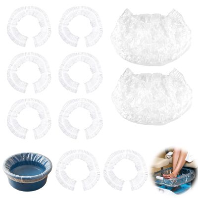 10pcs Thick Disposable Foot Bath Liners, 35"x43" Clear Plastic Foot Spa Liner, Elastic & No-Leak Design Pedicure Liners for Home Pedicure, Salon Foot Bath, Disposable Foot Tub Liners
