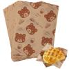 GeeRic Waxed Deli Paper Sheets 100 Pcs, 5.9 * 7.87 Inch Food Basket Liners for Sandwiches, Burgers, Brown Wax Paper Sheet for Food Bear Print view 2