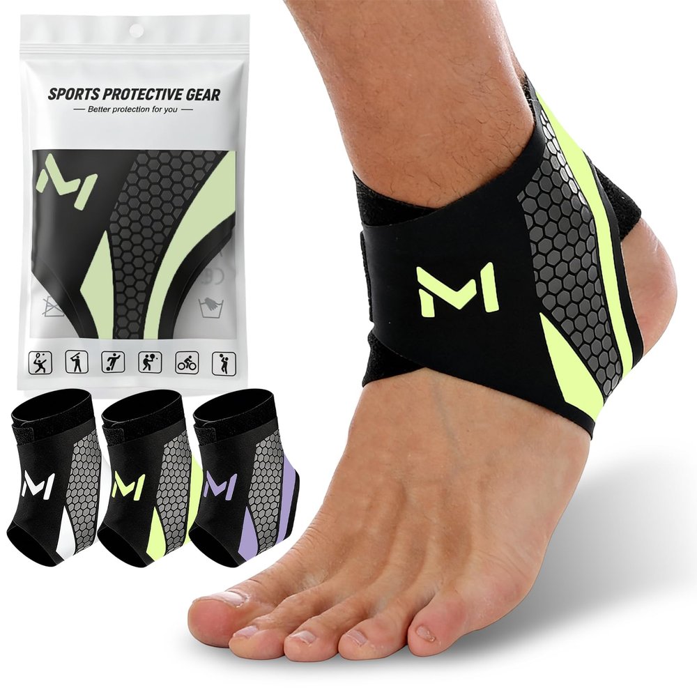 1PC Ankle Brace Compression Support Stabilizer, Adjustable Foot Ankle Protection, Lace-Up Sports Basketball Sprain Recovery for Women and Men (Green)