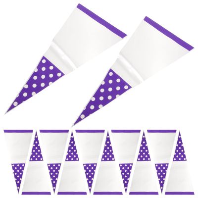 EXQUIMEUBLE 100pcs Purple Polka Dot Triangle Party Favor Candy Bags Food-grade Cellophane Packaging Pouches for Sweets and Candy Wrapping