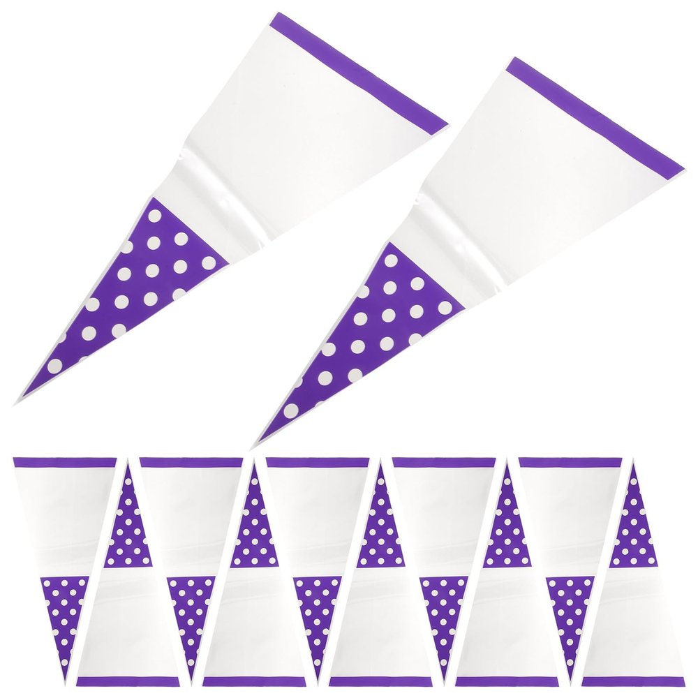 EXQUIMEUBLE 100pcs Purple Polka Dot Triangle Party Favor Candy Bags Food-grade Cellophane Packaging Pouches for Sweets and Candy Wrapping