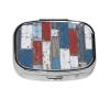 Old Wooden Planks Pill Box Square Metal Pill Case with 2 Compartment Travel Pill Organizer for Vitamins Medication view 1