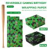 WRAPAHOLIC Reversible Gaming Birthday Wrapping Paper Roll - Mini Roll - 17 Inch x 16.5 Feet - Gamer Controller and Level Up Video Game Wrapping Paper for Boys Birthday, Game Lover, Baby Shower view 3