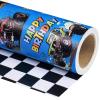 WRAPAHOLIC Reversible Monster Truck Birthday Wrapping Paper Roll - Mini Roll - 17 Inch x 16.5 Feet - Birthday Monster Truck Wrapping Paper with Checkered Flag Gift Wrap for Kids Boys, Baby Shower view 2