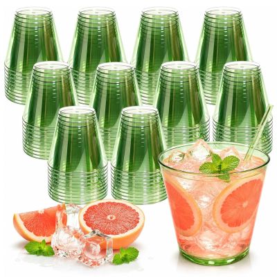 Nihaoya 100-Pack 9oz Green Disposable Plastic Cups Cocktail Cup