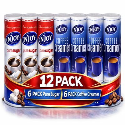 N'JOY Pure Sugar and Coffee Creamer Combo, 12 Pack (6 Pack Each)