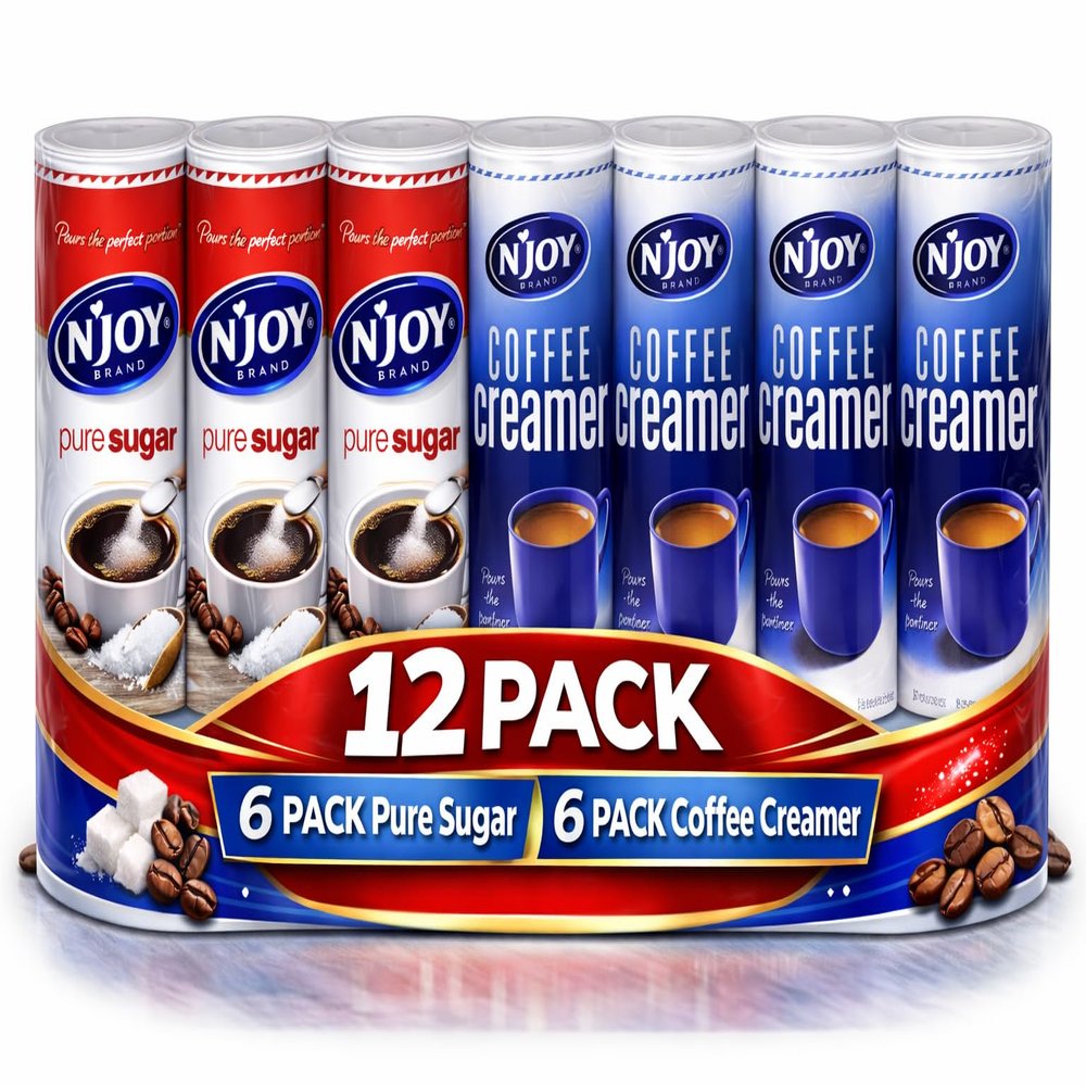 N'JOY Pure Sugar and Coffee Creamer Combo, 12 Pack (6 Pack Each)