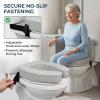 Raised Toilet Seats For Elderly - Comfortable & Secure Padded Toilet Seat Riser with Adjustable Straps, Water-Resistant Beige Cover for Added Bathroom Safety, Beige Raised Seat view 2