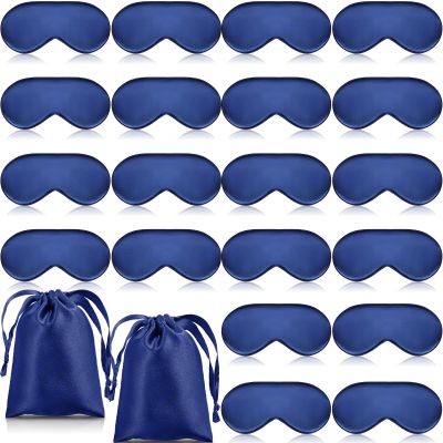 Janmercy 20 Pieces Silk Sleep Mask Eye Mask with Adjustable Strap Sleeping Cover Eye Cover Blindfold for Women Men Sleeping Travel (Royal Blue)