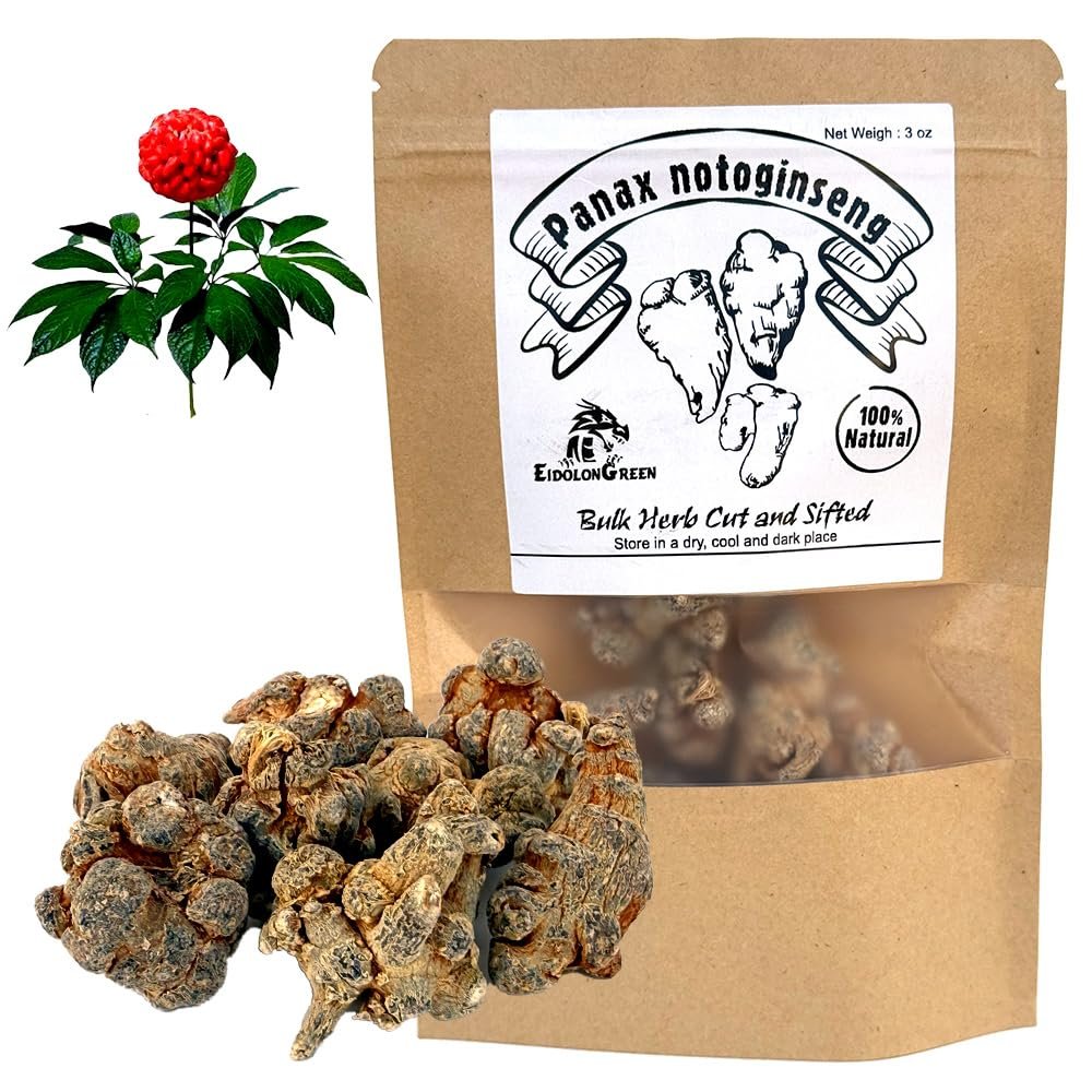 EidolonGreen Panax Notoginseng - 100% Pure Dried Herbal Tea - Traditional Herb (San Qi//), 88g/3 Oz