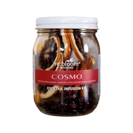 RE:BLOOM Cosmo Cocktail Infusion Kit, DIY Vodka Infuser Gift Set, Cranberry, Orange, Lemon & Citrus Sugar, Makes 6-8 Cocktails or Mocktails, Small Batch Crafted