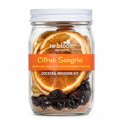 RE:BLOOM Citrus Sangria Cocktail Infusion Kit, DIY Fruit Drink Infuser Gift Set, Dried Cherry, Orange, Lemon & Citrus Sugar, Makes 6-8 Cocktails or Mocktails, Small Batch Crafted