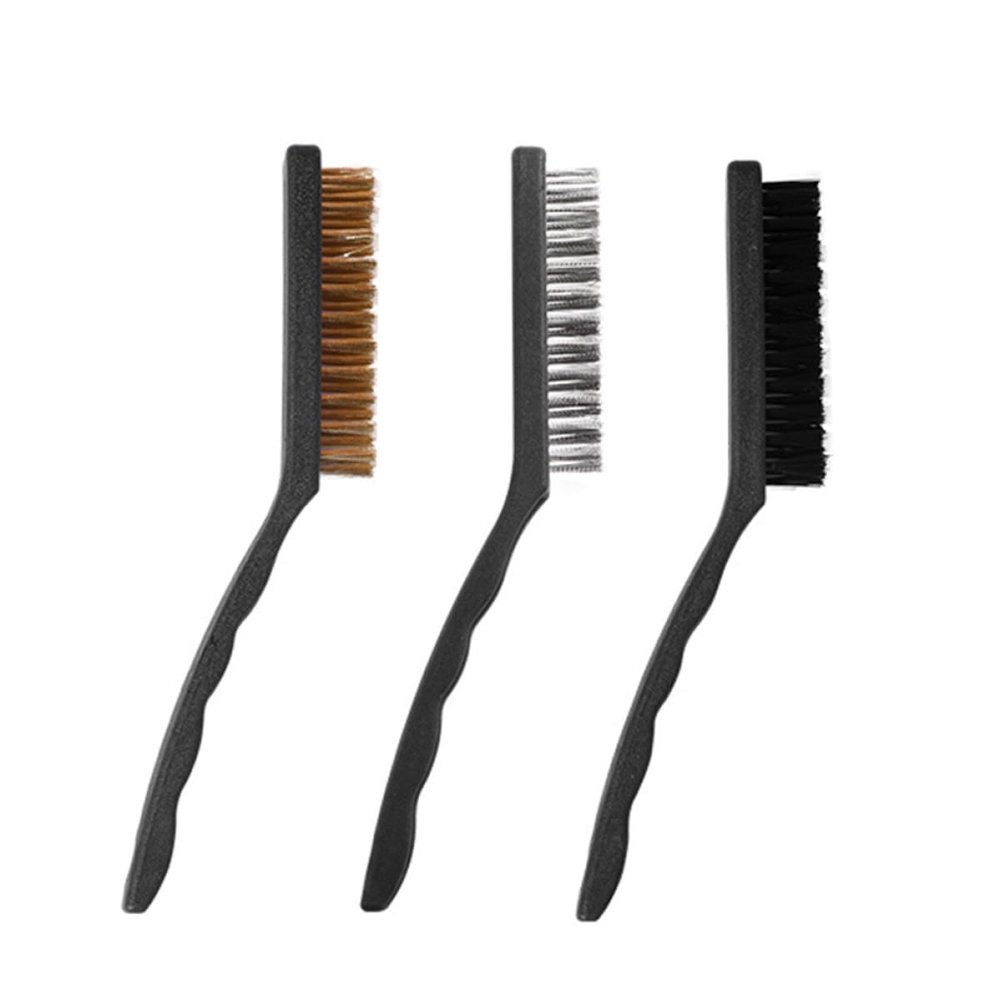 SHINEOFI 3pcs Cooktop Cleaning Brush Set with Steel Wire Bristles for Kitchen Range Hood and Stove Crevice, Multipurpose Scrubbing Tool for Home Cleaning Supplies