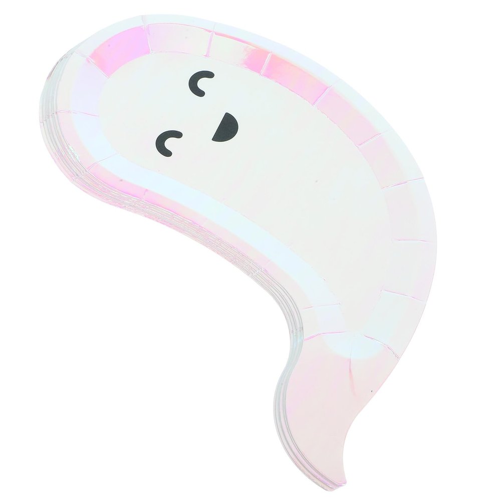 FESTFENDS 8pcs Ghost Shaped Paper Halloween Dinner Plates Festival Party Cake Plates Disposable Dinnerware for Family Gathering