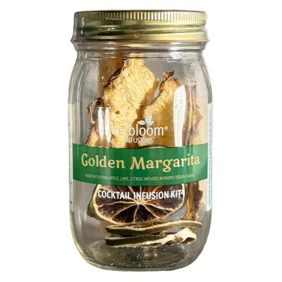 RE:BLOOM Golden Margarita Cocktail Infusion Kit, DIY Tequila Infuser Gift Set, Pineapple, Lime, Citrus Sugar, Makes 6-8 Cocktails or Mocktails, Small Batch Crafted
