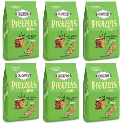 Crackfers Thin Pretzels with Multi-Seed and Mix Herbs, Oven Baked, No Trans Fat, 6 oz, Pack of 6