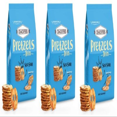 Crackfers Thin Pretzels with Sea Salt, Oven Baked, No Artificial Colour, 6 oz, Pack of 3