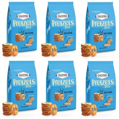 Crackfers Thin Pretzels with Sea Salt, Oven Baked, No Artificial Colour, 6 oz, Pack of 6