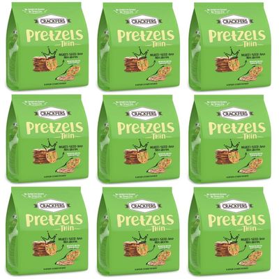 Crackfers Thin Pretzels with Multi-Seed and Mix Herbs, Oven Baked, No Trans Fat, 6 oz, Pack of 9