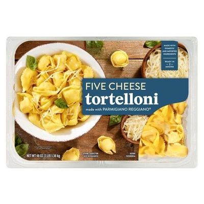 Five Cheese Tortelloni, Made with Parmigiano Reggiano; Made with Domestic and Imported Ingredients; Ready in 2 Minutes; Keep Refrigerated; Total Net Weight [ 48 oz, 3 lb ]