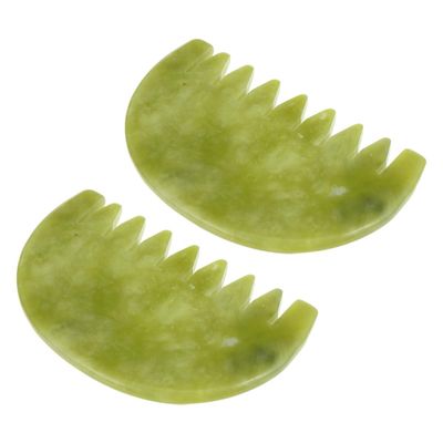 CTIRCHIU 2pcs Green Jade Scalp Massage Comb for Hair Care and Anti Static
