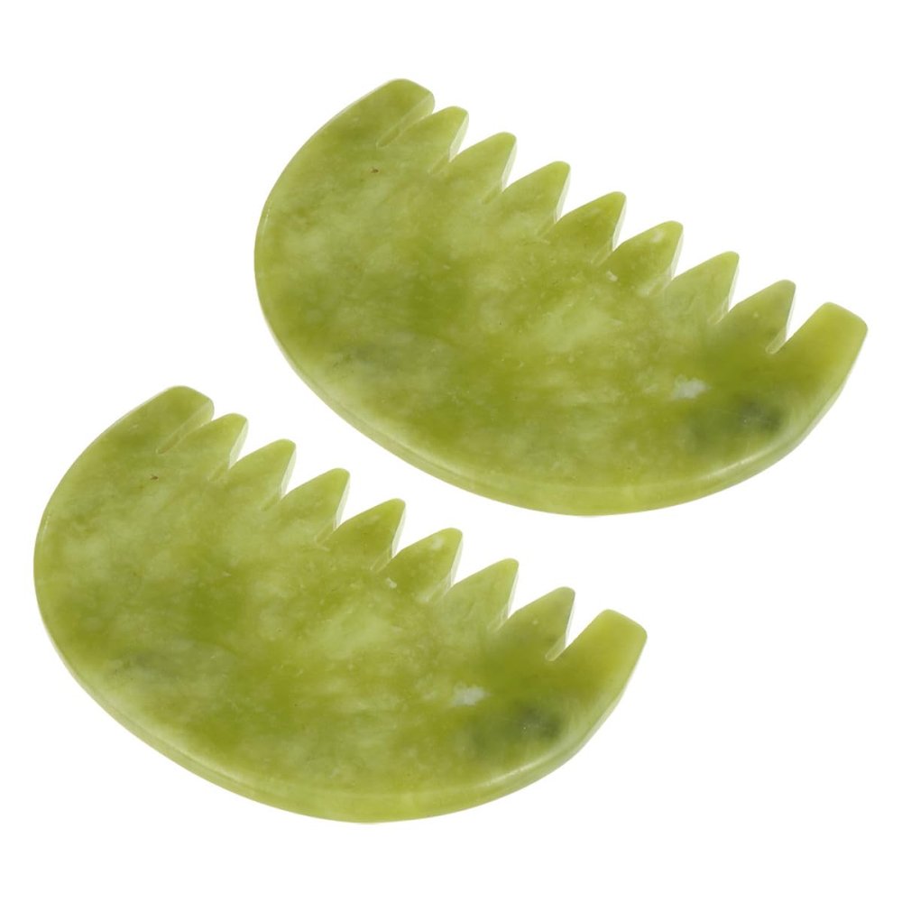 CTIRCHIU 2pcs Green Jade Scalp Massage Comb for Hair Care and Anti Static