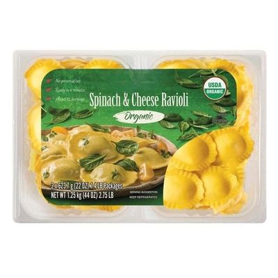 Organic Spinach & Cheese Ravioli, USDA Organic; No Preservatives. 2-count [ 44 oz, 2.75 lb ]