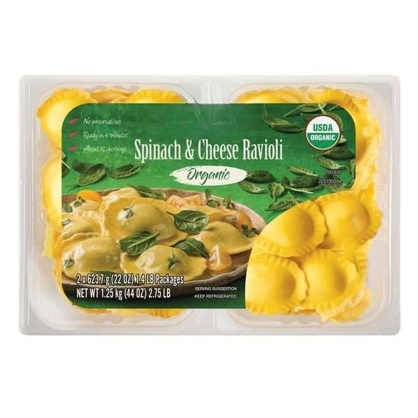 Organic Spinach & Cheese Ravioli, USDA Organic; No Preservatives. 2-count [ 44 oz, 2.75 lb ]