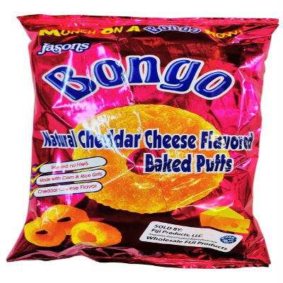FIJI Snacks - Bongo Cheese Flavor (Mega Pack Of 3 x 156g) Natural Chaddar Cheese Flavor, Baked Puffs!