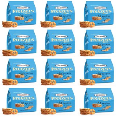 Crackfers Thin Pretzels with Sea Salt, Oven Baked, No Artificial Colour, 6 oz, Pack of 12