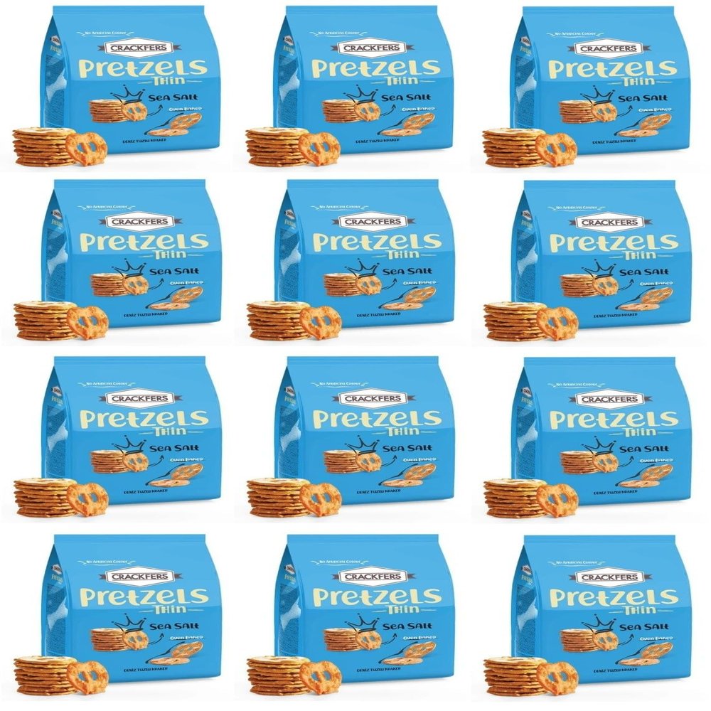 Crackfers Thin Pretzels with Sea Salt, Oven Baked, No Artificial Colour, 6 oz, Pack of 12