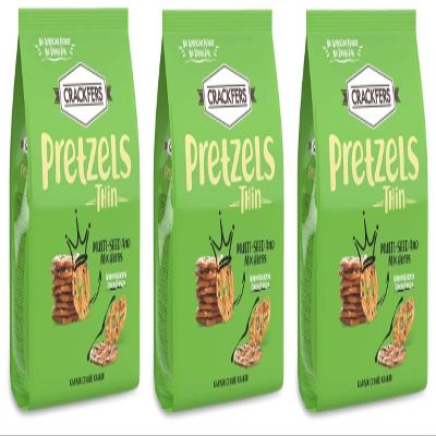 Crackfers Thin Pretzels with Multi-Seed and Mix Herbs, Oven Baked, No Trans Fat, 6 oz, Pack of 3
