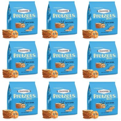 Crackfers Thin Pretzels with Sea Salt, Oven Baked, No Artificial Colour, 6 oz, Pack of 9