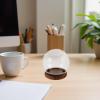 TOMETURE Preserved Flower Glass Dome - Clear Cloche with Wood Base - Bell-Shaped Display Cover for Rose Micro Landscape, Wedding Decor, Dried Plant Specimen view 4