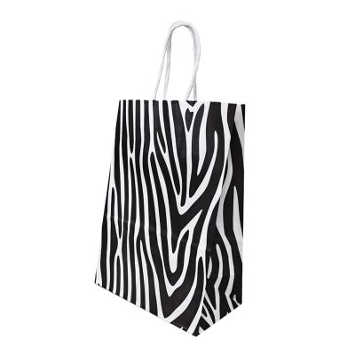 10pcs Safari Animal Print Gift Bags - Leopard, Zebra, Giraffe Designs for Parties and Celebrations(Zebra pattern)