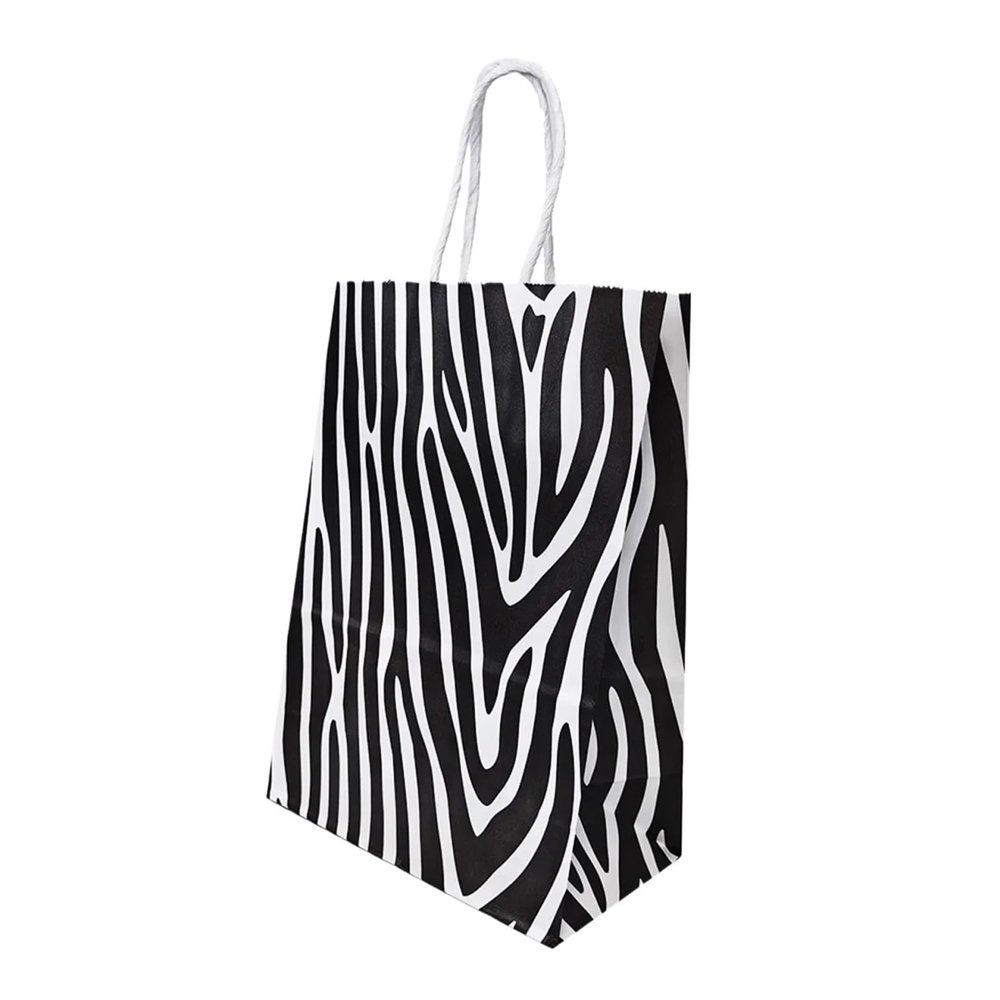 10pcs Safari Animal Print Gift Bags - Leopard, Zebra, Giraffe Designs for Parties and Celebrations(Zebra pattern)