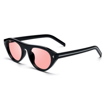 R.F.YFQH Indoor FL-Rose Cateye Tinted Oval Blue Light Blocking Glasses for Migraine, Light Sensitivity, Photophobia & LED Fluorescent Glare JF6239